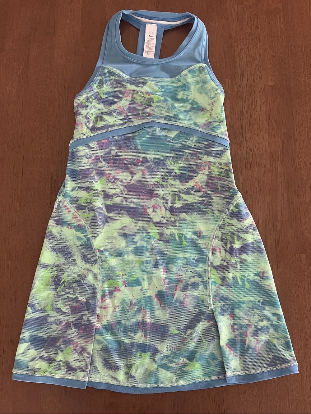 Ivivva by Lululemon Girls Racerback Athletic Dress (Blue & Green Patterned)